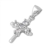High Polished Sterling Silver Cross with Clear Cz Stones formed in a Cross Design PendantAnd Pendant Height of 20MM