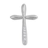 High Polished Sterling Silver Cross Pendant with Round Clear CZ Stones in The BottomAnd Pendant Height of 25MM