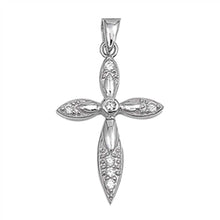 Load image into Gallery viewer, Sterling Silver Cross With Clear Cz Stones on the Middle and Each EndAnd Pendant Height of 32MM