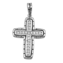 Load image into Gallery viewer, Sterling Silver Bali Cubic Zirconia Cross PendantAnd Pendant Height 30 mm