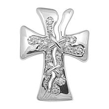 Load image into Gallery viewer, Sterling Silver Infinity Shaped Cubic Zirconia Cross PendantAnd Pendant Height 27 mm