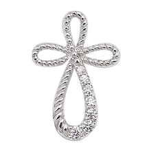Load image into Gallery viewer, Sterling Silver Spinner Oval Shape Cubic Zirconia Cross PendantAnd Pendant Height 26 mm