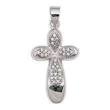 Load image into Gallery viewer, Sterling Silver Pear Shaped Cubic Zirconia Cross PendantAnd Pendant Height 22 mm