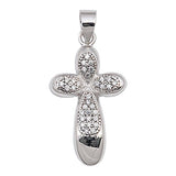 Sterling Silver Pear Shaped Cubic Zirconia Cross PendantAnd Pendant Height 22 mm