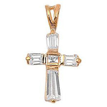 Load image into Gallery viewer, Sterling Silver Gold Plated Cubic Zirconia Cross PendantAnd Pendant Height 14 mm