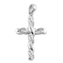 Load image into Gallery viewer, Sterling Silver Spinner Shaped Cubic Zirconia Cross PendantAnd Pendant Height 31 mm