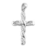 Sterling Silver Spinner Shaped Cubic Zirconia Cross PendantAnd Pendant Height 31 mm