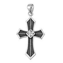 Load image into Gallery viewer, Sterling Silver With Cubic Zirconia Cross PendantAnd Pendant Height 29mm