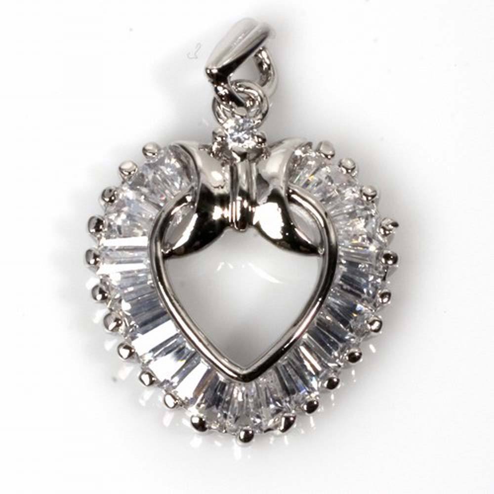 Sterling Silver Heart Pendant with CZAnd Pendant Height 28mm