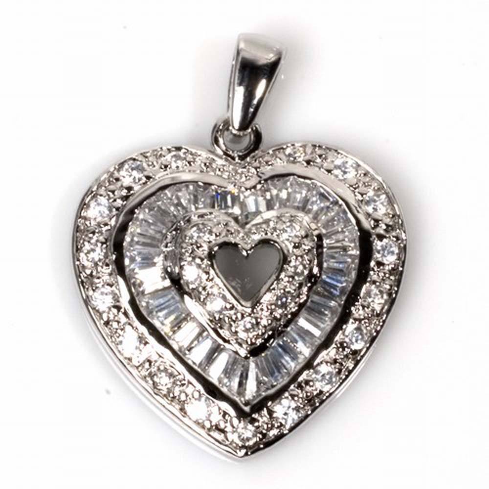 Sterling Silver Heart Pendant with CZAnd Pendant Height 28mm
