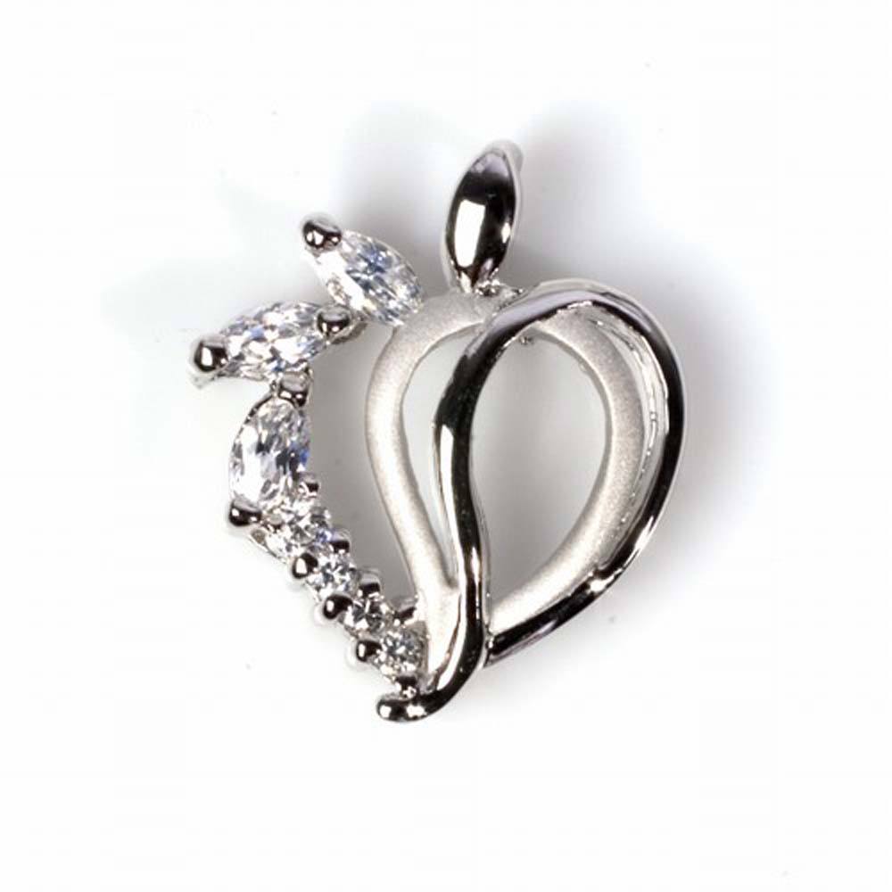 Sterling Silver Heart Pendant with CZAnd Pendant Height 22mm