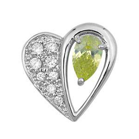 Sterling Silver Pendant with CZ - HeartAnd Pendant Height 20mm