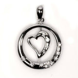 Sterling Silver Heart Pendant with CZAnd Pendant Height 19mm