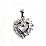 Sterling Silver Heart Pendant with CZAnd Pendant Height 17mm