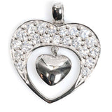 Sterling Silver Heart Pendant with CZAnd Pendant Height 22mm