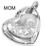 Sterling Silver Heart Pendant with CZ -MOMAnd Pendant Height 22mm