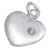 Load image into Gallery viewer, Sterling Silver Heart Pendant with CZAnd Pendant Height 16mm