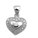 Sterling Silver Heart Pendant with CZAnd Pendant Height 13mm