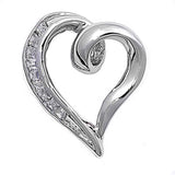Sterling Silver Heart Pendant with CZAnd Pendant Height 22mm