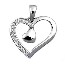 Load image into Gallery viewer, Sterling Silver Heart Pendant with CZAnd Pendant Height 20mm