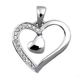 Sterling Silver Heart Pendant with CZAnd Pendant Height 20mm