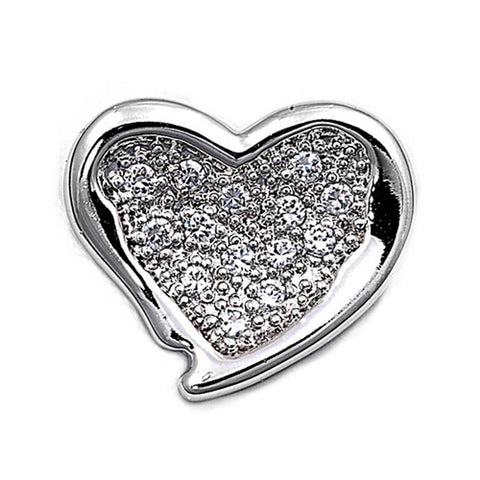 Sterling Silver Heart Pendant with CZAnd Pendant Height 18mm