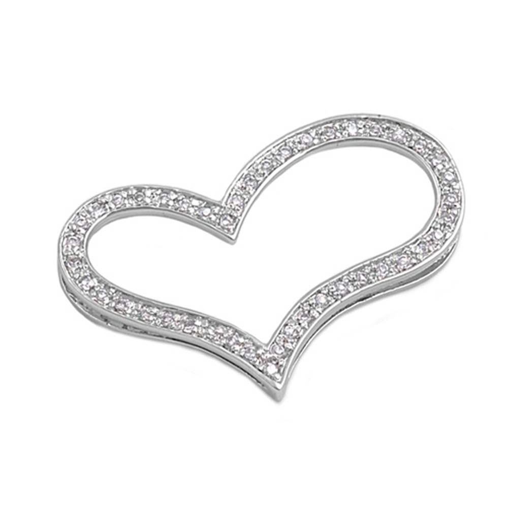 Sterling Silver Heart Pendant with CZAnd Pendant Height 23mm