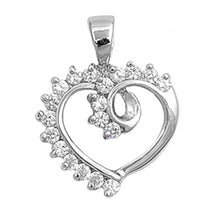 Load image into Gallery viewer, Sterling Silver Heart Pendant with CZAnd Pendant Height 18mm