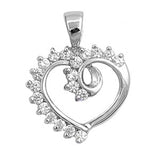 Sterling Silver Heart Pendant with CZAnd Pendant Height 18mm