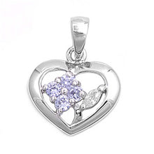 Load image into Gallery viewer, Sterling Silver Heart Pendant with CZAnd Pendant Height 12mm
