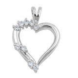 Sterling Silver Heart Pendant with CZAnd Pendant Height 27mm