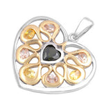 Sterling Silver Heart Pendant with CZAnd Pendant Height 26mm