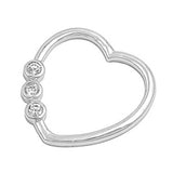 Sterling Silver Heart Pendant with CZAnd Pendant Height 33mm