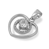 Sterling Silver Heart Pendant with CZAnd Pendant Height 18mm