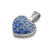 Sterling Silver Heart Pendant with CZAnd Pendant Height 11mm
