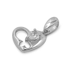 Load image into Gallery viewer, Sterling Silver Heart Pendant with CZAnd Pendant Height 13mm