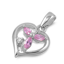 Load image into Gallery viewer, Sterling Silver Heart Pendant with CZAnd Pendant Height 15mm