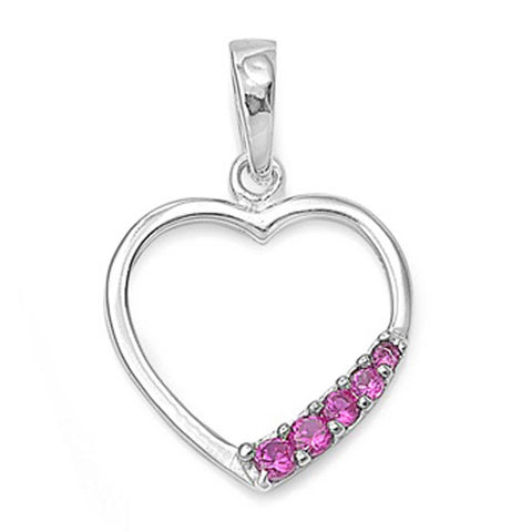 Sterling Silver Heart Pendant with CZAnd Pendant Height 17mm