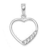 Sterling Silver Heart Pendant with CZAnd Pendant Height 17mm