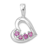 Sterling Silver Heart Pendant with CZAnd Pendant Height 14mm