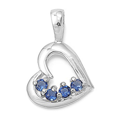 Sterling Silver Heart Pendant with CZAnd Pendant Height 14mm