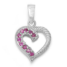 Load image into Gallery viewer, Sterling Silver Heart Pendant with CZAnd Pendant Height 15mm