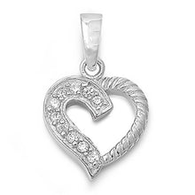 Load image into Gallery viewer, Sterling Silver Heart Pendant with CZAnd Pendant Height 15mm