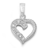 Sterling Silver Heart Pendant with CZAnd Pendant Height 15mm