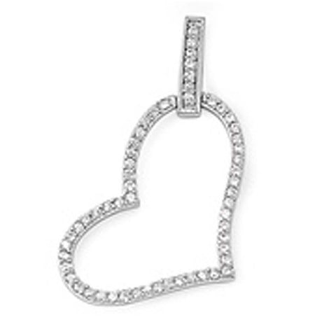 Sterling Silver Heart Pendant with CZAnd Pendant Height 31mm