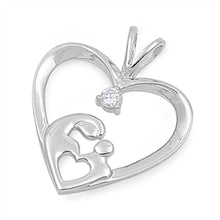 Load image into Gallery viewer, Sterling Silver Elegant Open Heart Pendant with Centered Mother and Child Design