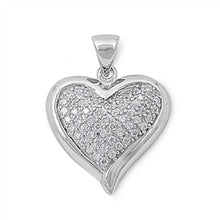 Load image into Gallery viewer, Sterling Silver Elegant Simulated Diamond Paved Heart Pendant