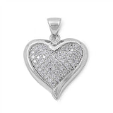 Sterling Silver Elegant Simulated Diamond Paved Heart Pendant
