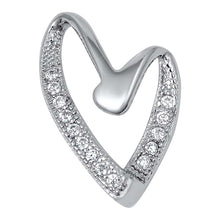 Load image into Gallery viewer, Sterling Silver Trendy Open Heart Pendant Embedded with Micro Pave Clear Cz StonesAnd Pendant Height of 15MM