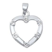 Load image into Gallery viewer, Sterling Silver Fancy Open Heart Pendant Embedded with Clear Cz StonesAnd Pendant Height of 18MM